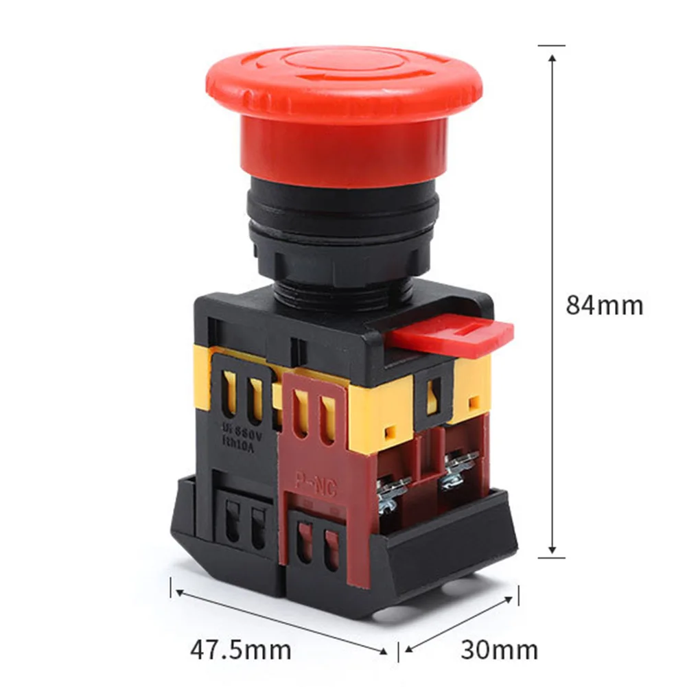 1pc 22mm APBB Exigent Stop Push Button Switch 1NO1NC Red Mushroom Head E-Stop Switches 10A For Industrial Machinery Trucks
