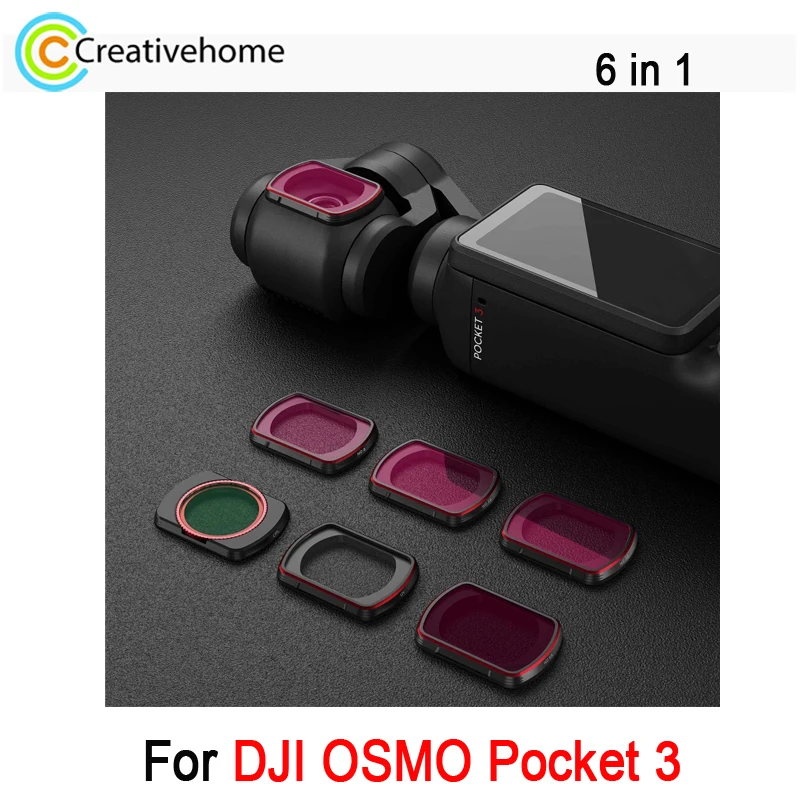 

STARTRC 6 in 1 Adjustable ND Filter Set For DJI OSMO Pocket 3 Sport Camera ND8 + ND16 + ND32 + ND64 + ND256 + CPL Lens Filters