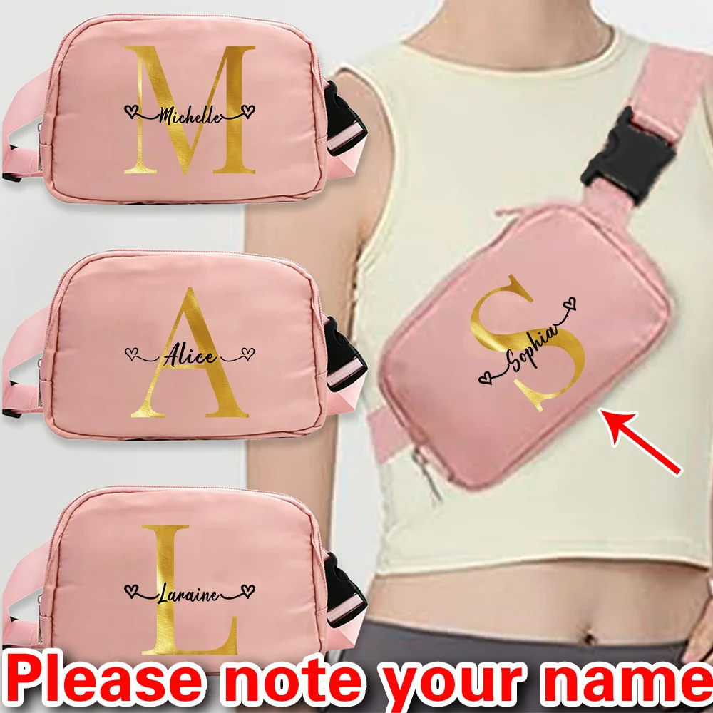 

Personalized Customized Gold Letter Waist Bag Multifunctional Waist Bag Fashionable Crossbody Bag