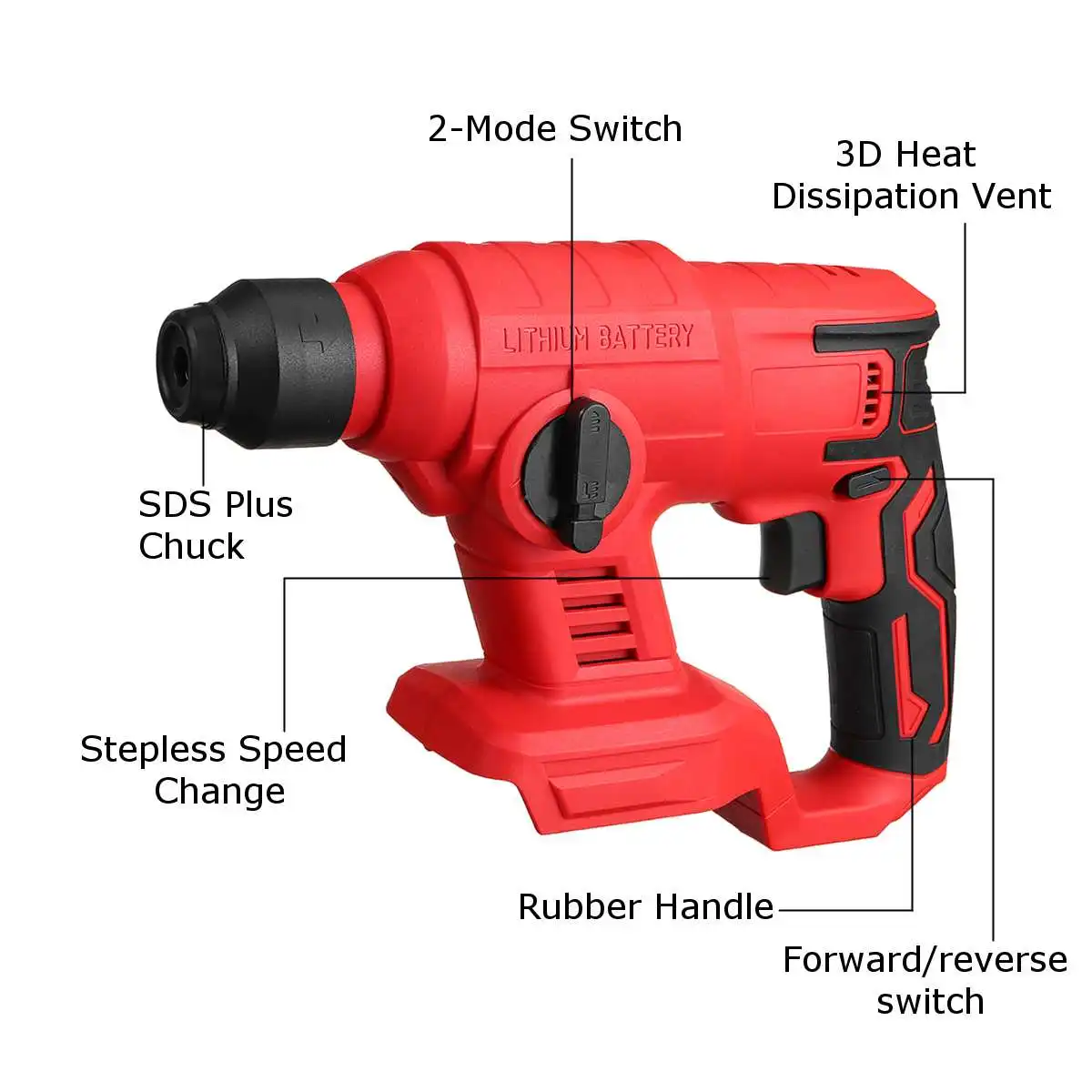 18V Rotary Hammer Drill Electric Impact Drill Cordless Concrete Breaker Rechargeable Power Tool For Makita 18V Battery