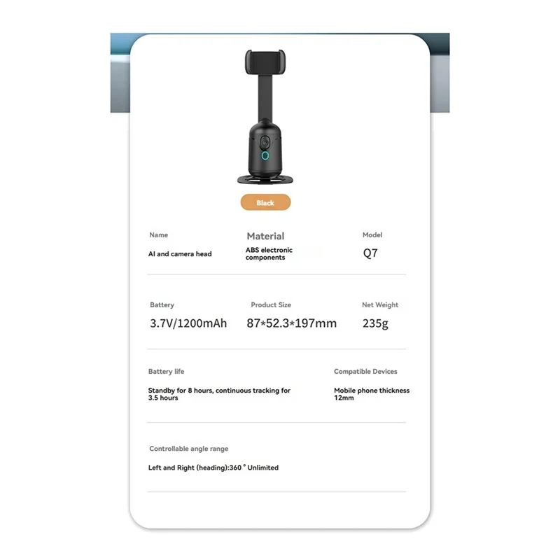 Smart AI Gimbal Auto Face Tracking Tripod For Video Recording Vlog 360 Rotation Follow Focus Vlog With Light