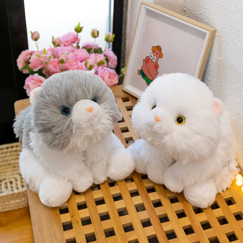 

45cm Cute Fluffy Cat Plush Toys Simulation Cat Stuffed Plushies Dolls Soft Throw Pillow Home Decoration Children Birthday Gifts