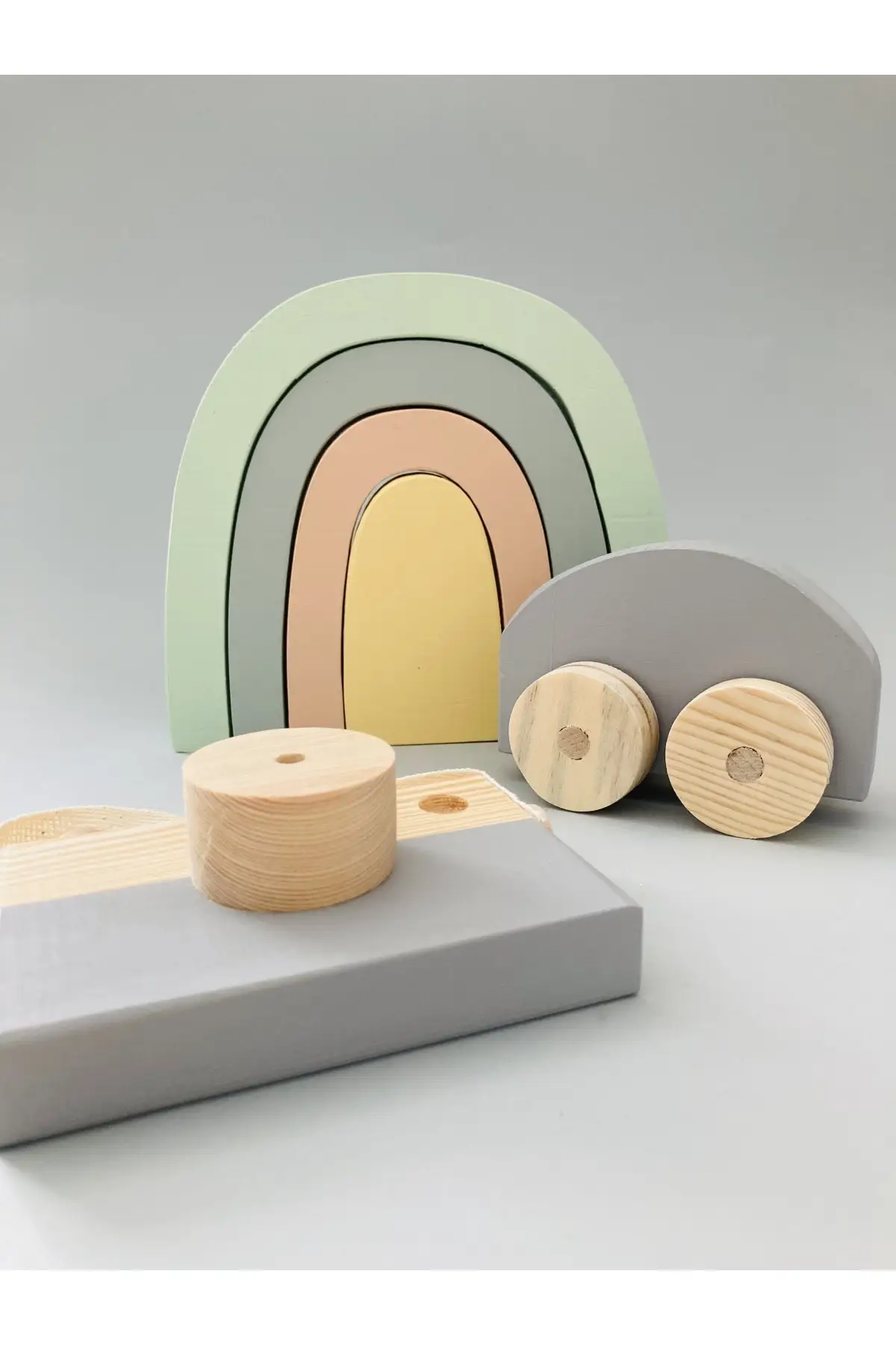 Waldorf Rainbow-educational Toys-4 Piece-wood Photo Machine-woswoaraba-Gray