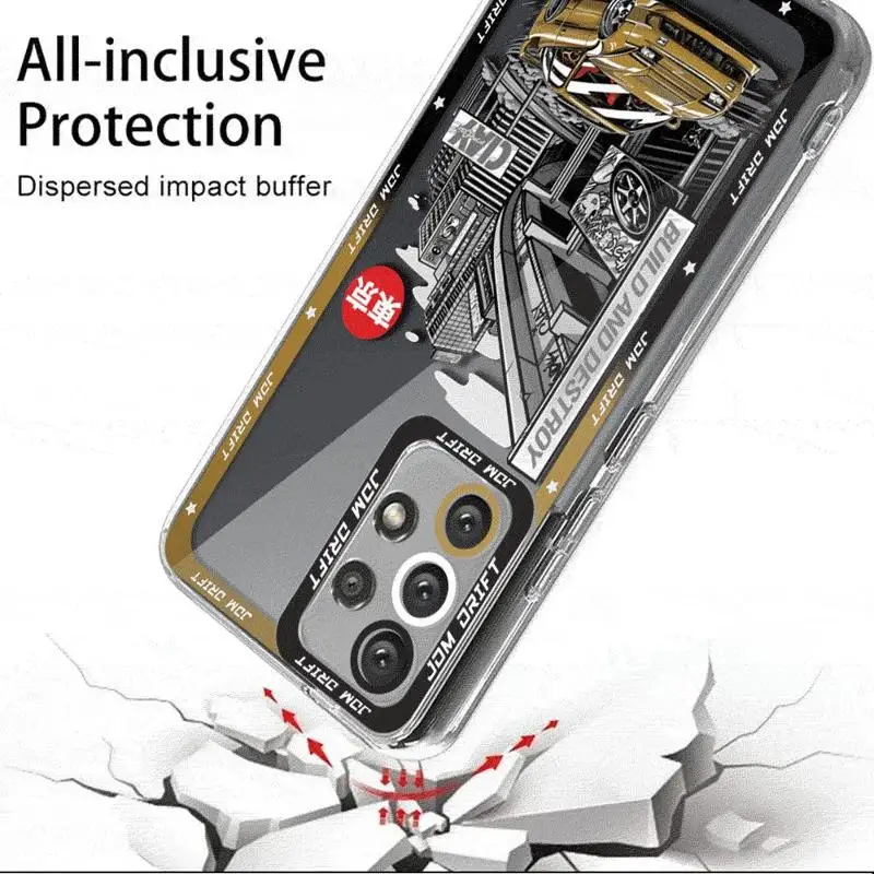 CAR-JDM Case for Samsung Galaxy A35 A55A53 A54 A73 A34 A33 A25 A24 A13 A14 A15 5G Transparent Soft