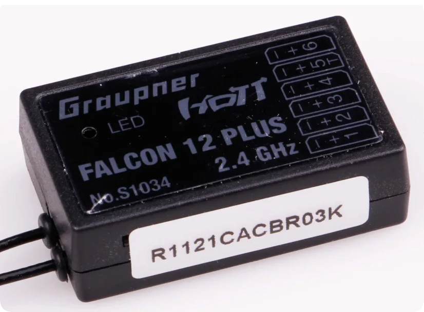 GRAUPNER FALCON 12 PLUS GYRO HOTT RECEIVER integrated 3-axis gyro and 3-axis acceleration sensor RX