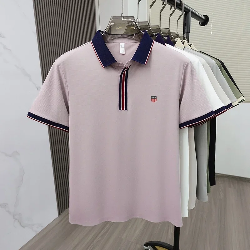 Summer Fashion Simple Stripe Comfortable Breathable Polo Shirt for Men High Quality Brand Exquisite Embroidered Short Sleeve Top