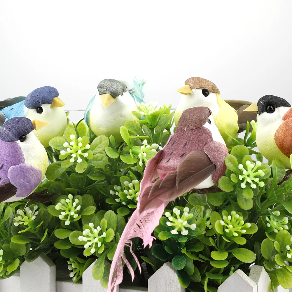 12 Pcs Artificial Sparrow Birds Feather Birds Christmas Wedding Artificial Birds  Tree Craft Ornaments