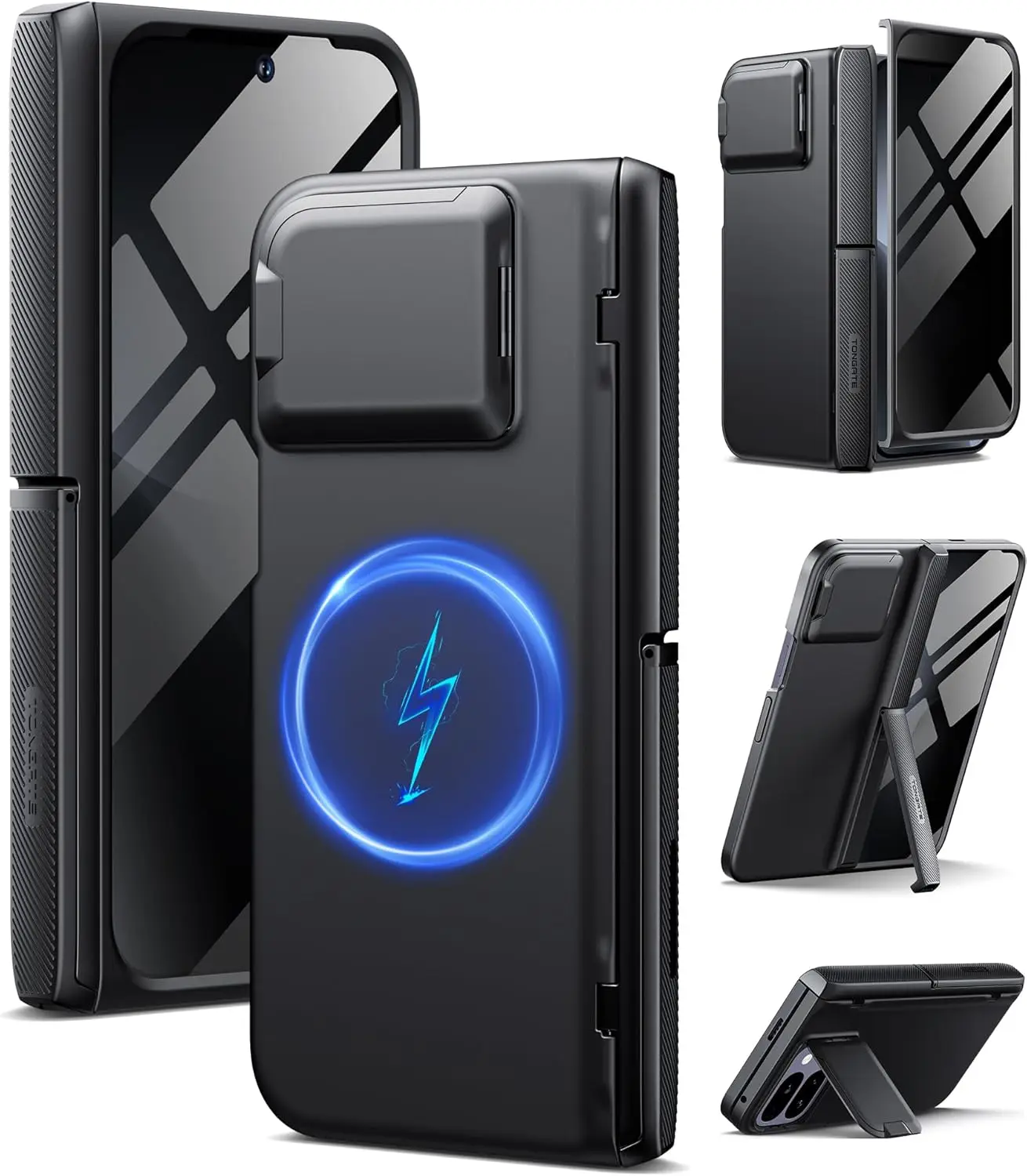 Magnetic Case for Pixel 10 Pro Fold with Privacy Screen, Camera Cover & Hinge Protection, Rugged Stand Design in Black