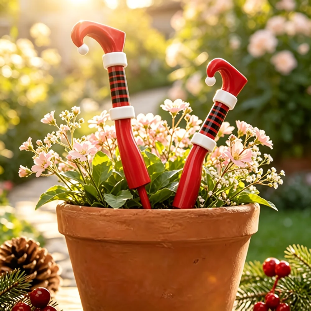 [3D] 2pcs Creative Christmas Elf Leg Flowerpot Base Plates, Gardening Potted Plant Decoration Additions