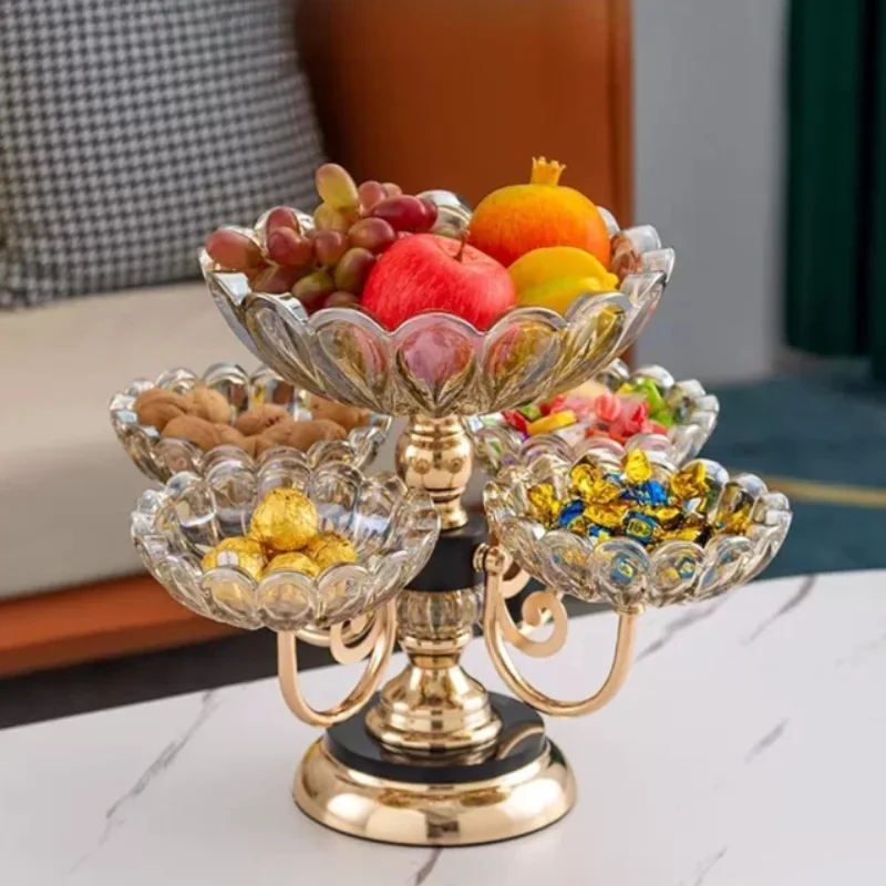 Candy Tray Luxurious Multi Layer Rotating Glass Storage Tray Elegance Decorative Trays Creative Living Room Home Accessories