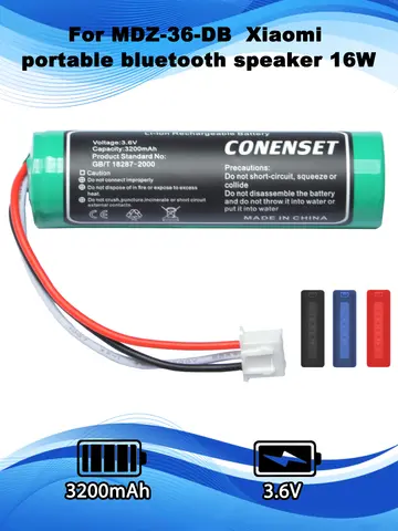 Xiaomi 휴대용 블루투스 스피커 16W 모델 MDZ-36-DB용 3.7V 3200mAh 교체용 배터리