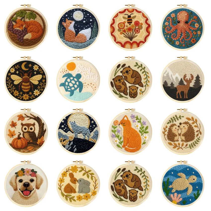 

Punch Needle Embroidery Kits For Adults Scenery DIY Craft Yarns Embroidery Set for Beginner Cross Stitch Home Painting Decor