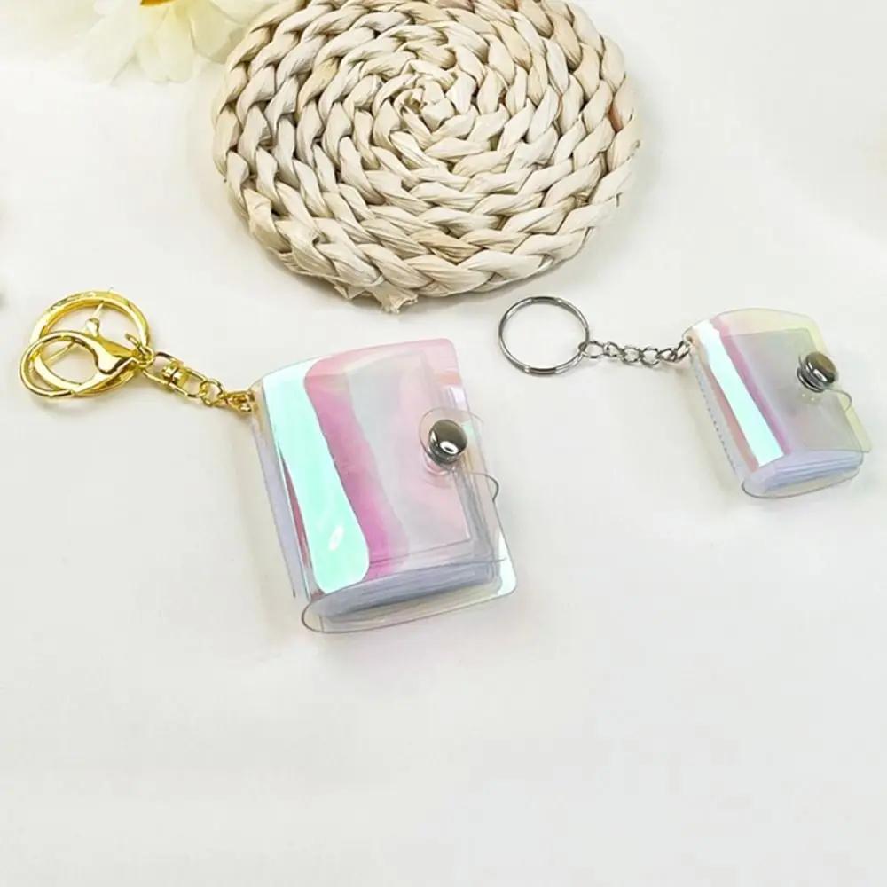Thickened Hanging Chain Photo Album With Buckle Hanging Pocket Keychain Album Wear-resistant Mini Card Holder Card Storage