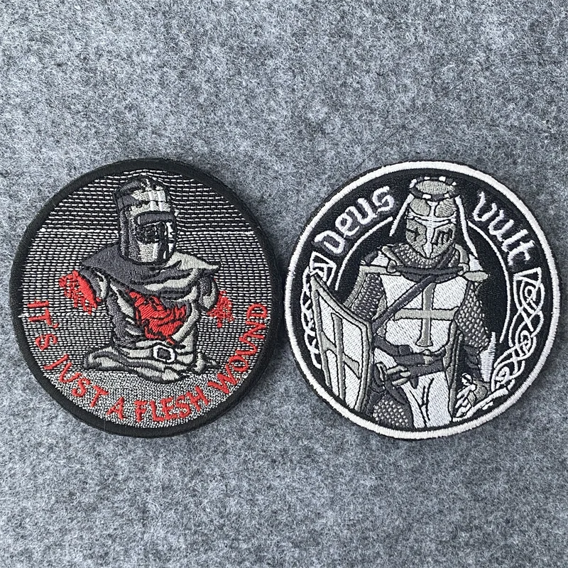 Deus Vault Crusader Military Patch Black Knight Tactical Badge Armband Hook and Loop Backpack Clothing Decorative Stickers