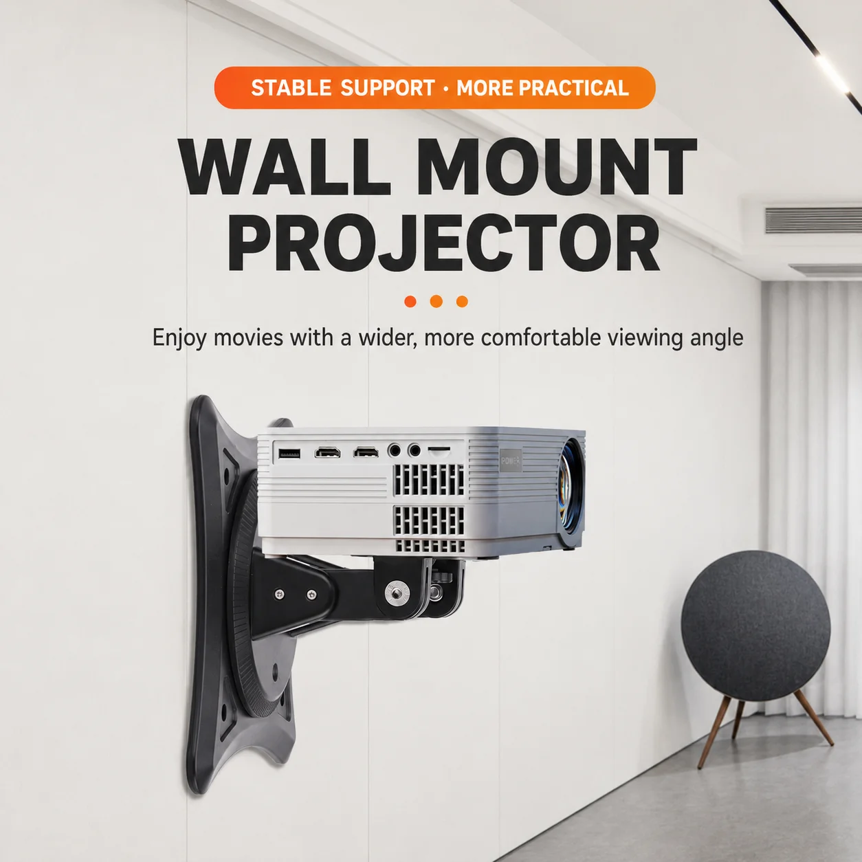 Projector Rotating Mount, Can Be Used on Desk or Ceiling, 360° Adjustable, 1/4 Universal Interface Small Projector Stand