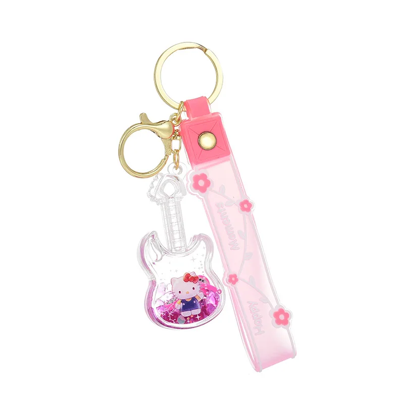 سانريو كارتون مرحبا كيتي سلسلة الغيتار النفط المتدفقة الرمال المفاتيح قلادة Kawaii Kuromi حقيبة الظهر اليومية الإكسسوارات #6