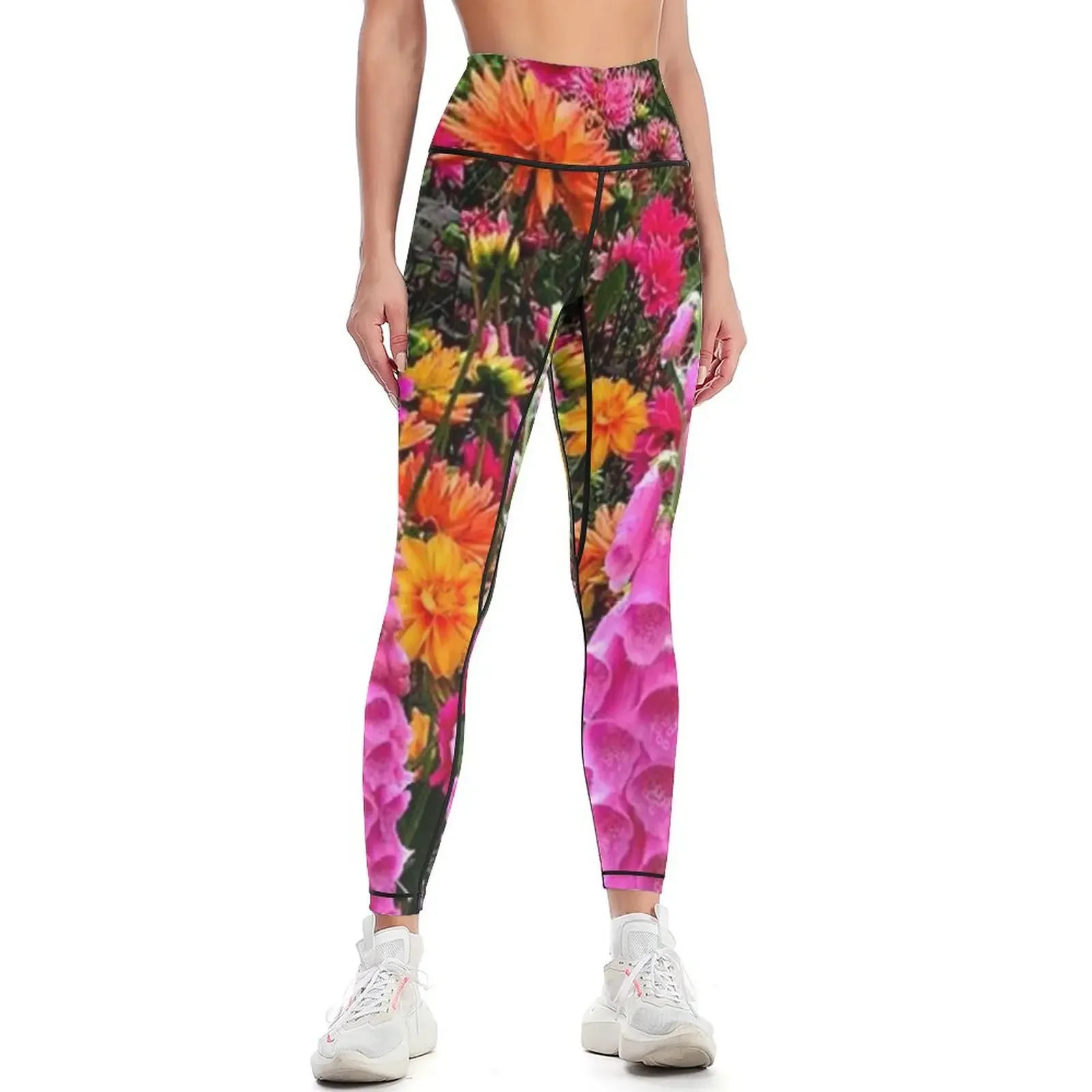 

DECORATIVE SPRING FLOWERS GARDEN ART Leggings Fitness woman Women's high waist harem pants Female legging pants Womens Leggings