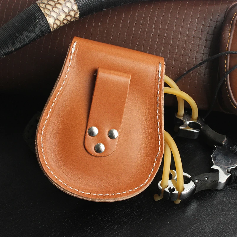 Outdoor Cowhide Portable Waist Hanging Magnetic Buckle, Steel Clip Marble Integrated Slingshot Bag