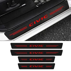 4Pcs Car Door Threshold Sill Stickers For Honda Civic 7 8 9 10 2008 2009 2010 2011 2012 2013 2014 2015 - 2020 2021 Accessories