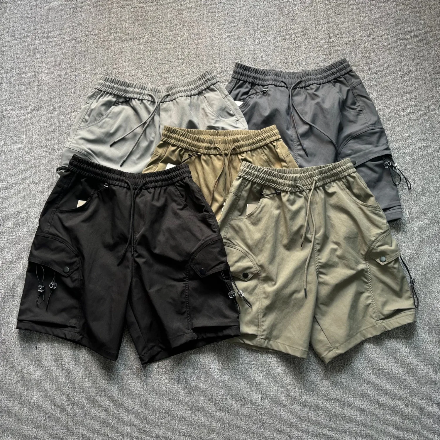 Summer new men's cargo shorts straight casual multi-pocket loose retro quarter pants