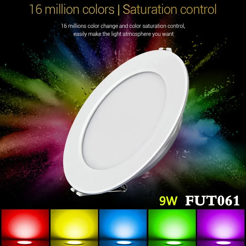 

Умный встраиваемый потолочный светодиодный светильник 9 Вт RGB + CCT, AC220V 2700K ~ 6500K, 2,4G, РЧ пульт дистанционного управления/приложение для телефона/Голосовое управление