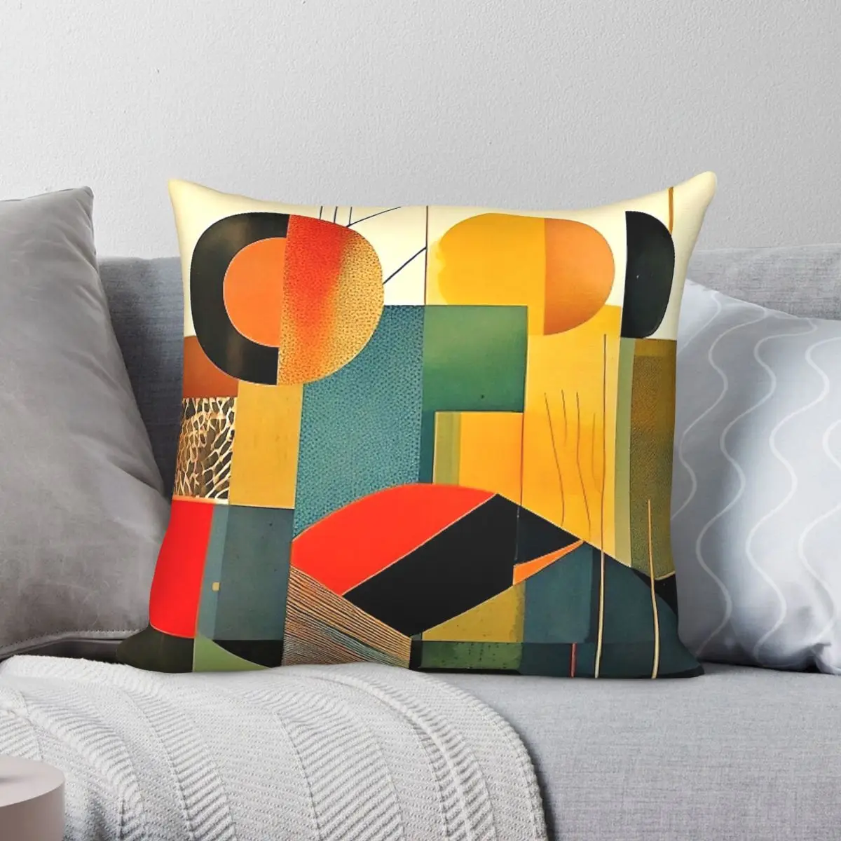 Mid-Century Modern Atomic Age Square Pillowcase Polyester Linen Velvet Pattern Decorative Pillow Case Sofa Seater Cushion Cover