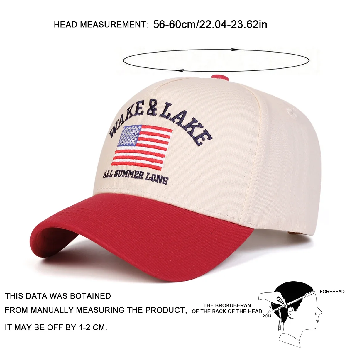 Unisex WAKE & LAKE ALL Letter Embroidery Baseball Caps Spring and Autumn Outdoor Adjustable Casual Hats Sunscreen Hat Sports Cap