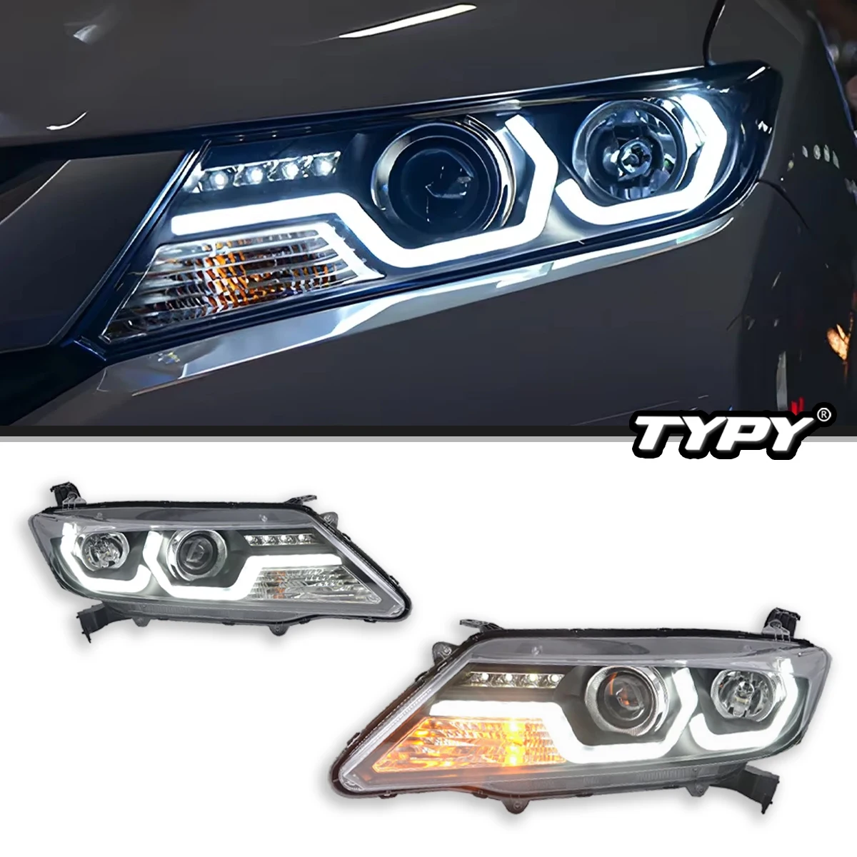 

TYPY новая светодиодная фара, обновленная модифицированная полная фара для Honda CITY 2015-2019, указатели поворота, дневные ходовые огни