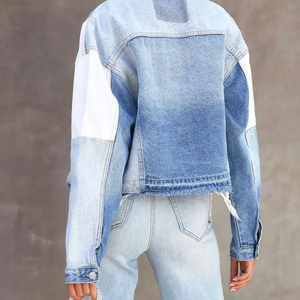 

Женская джинсовая куртка соответствующего цвета в европейском и американском стиле, модная верхняя одежда с длинными рукавами на раннюю осень