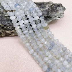 Faceted Natural Brazil Aquamarines Rondelle Beads,5x8-9MM Stone Wheel Nugget Beads For DIY Jewelry Making MY230502