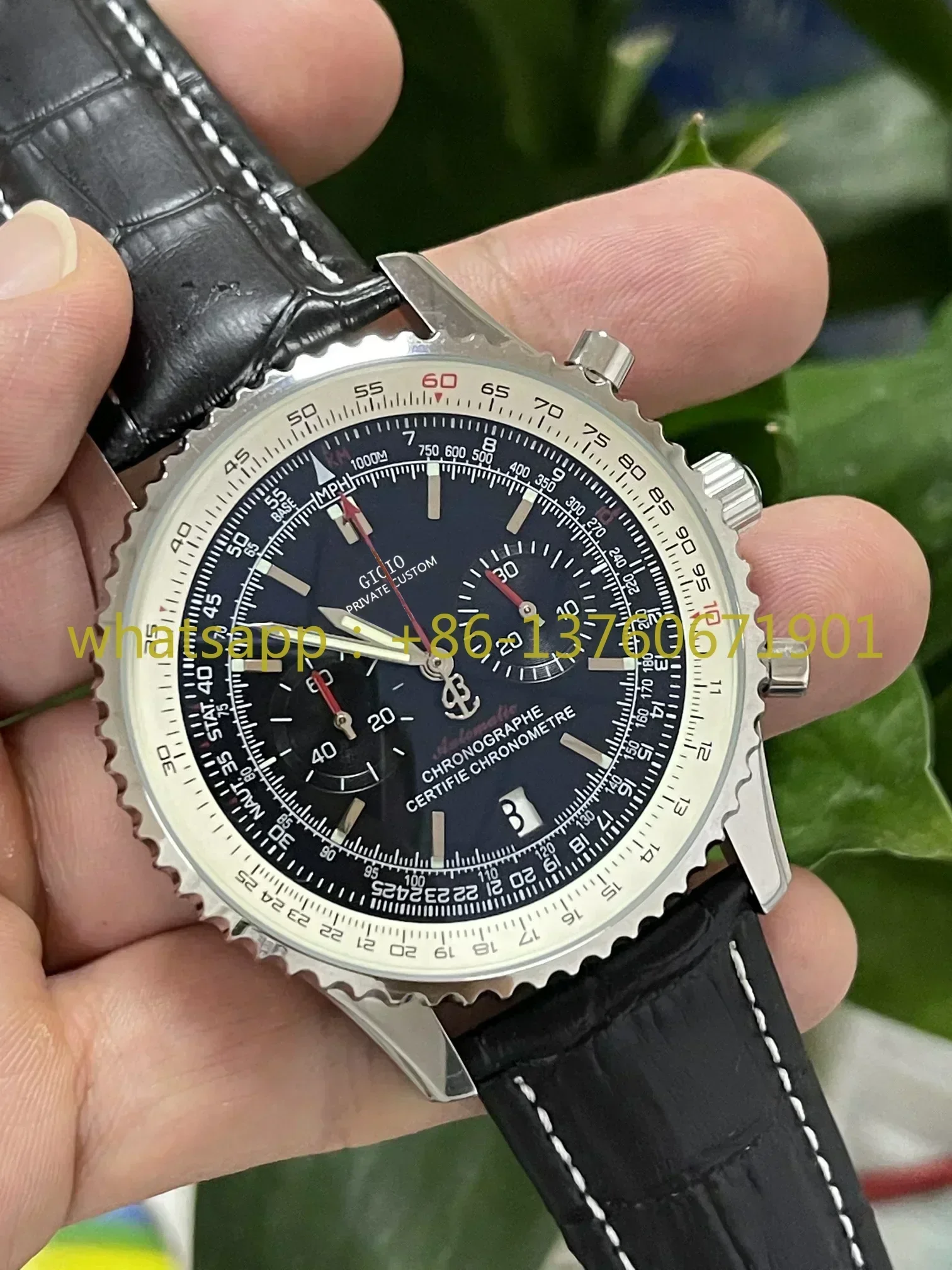 Luxury New Quartz Chronograph Watch for Men Stainless Steel Blue Rubber Full Black Case Sport Sapphire Watches