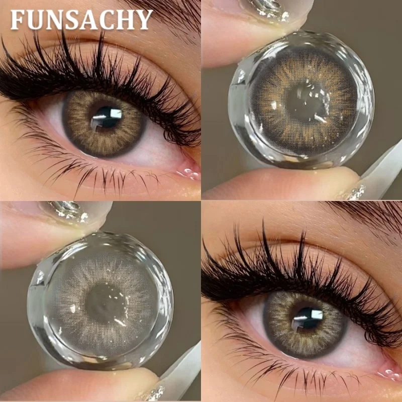 FUNSACHY 1 Par de Lentes de Contacto de Color Manila, Lentes de Contacto de Color Natural, Uso Anual, Pupilas de Belleza para Maquillaje, Lentes Cosméticas para Fiestas