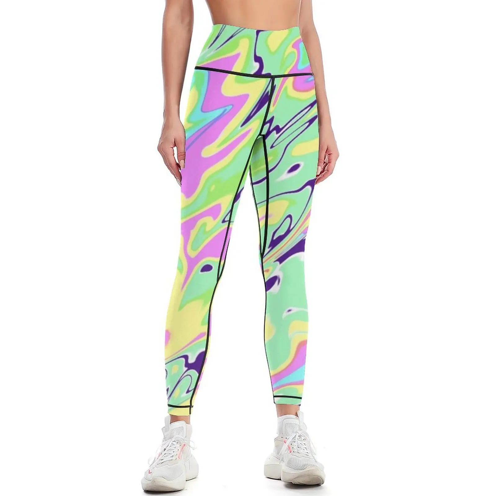 Abstract Zany Neon Marble Swirls Leggings Sportswear woman gym Women's sports pants sporty woman push up Womens Leggings