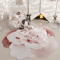 French Style Living Room Decoration Flower Carpet Irregular Shape Rugs for Bedroom Vintage Art Lounge Rug Home Thicken Floor Mat