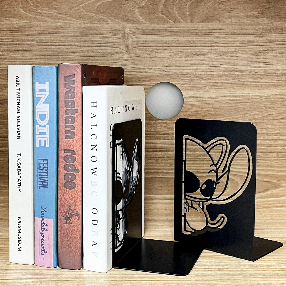 Metal Bookend - Stitch and Angel Bookend Fashionable School Supplies Cute Home Decor Study Room Decor Office Book End