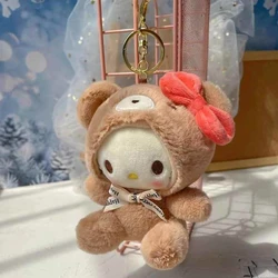 Cute Sanrio Plush Keychain for Children, Hello Kitty Pendant, Kuromi Cartoon Chaveiro, Decoração de Mochila, Presentes para Menina, Brinquedo, 12cm