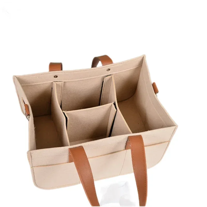 

1Pcs Large Capacity Felt Folding Storage Bags Nursery Organizer Basket with Handle Caddy Nappy Diaper Bag Storage Carrier