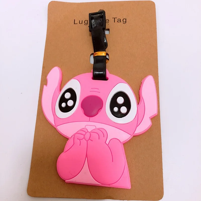 Kawaii New Disney Anime Cute Stitch Luggage Tag Suitcase ID Addres Holder Baggage Boarding Tags Portable Label