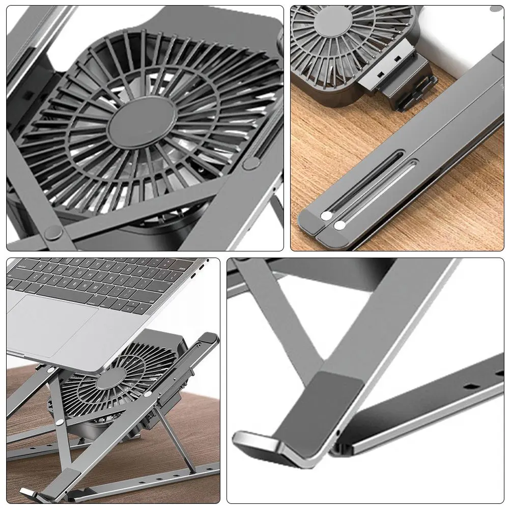 อลูมิเนียมพับทนทานพัดลมระบายความร้อนโลหะผสมแล็ปท็อปแล็ปท็อปวางRackปรับโน้ตบุ๊คRackชั้นวาง