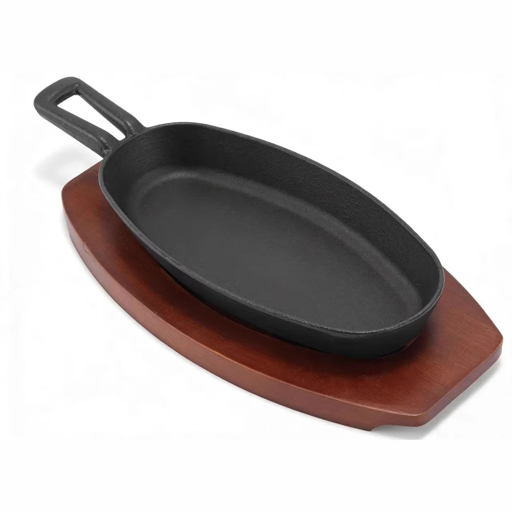 Cast Iron Oval Grill Pan Suitable for Gas Induction Electric and Ceramic Cooktops with Robust Grilling Function