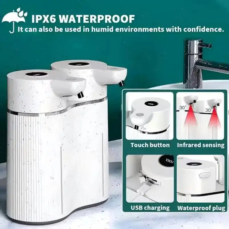 Double-Head Touchless Foam/Gel Infrared Induction Electric Automatic Senor Soap Dispenser Wall-Mounted Hand Washing Pump Machine