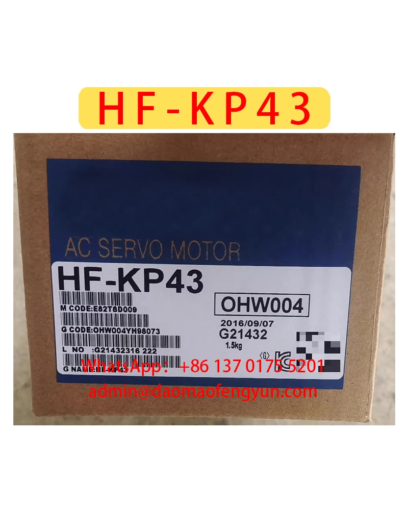 

1 servo motor HF-KP43,1 3M encoder cable on HF-KP43. 1 3M power cable with connector and UVW terminal block.