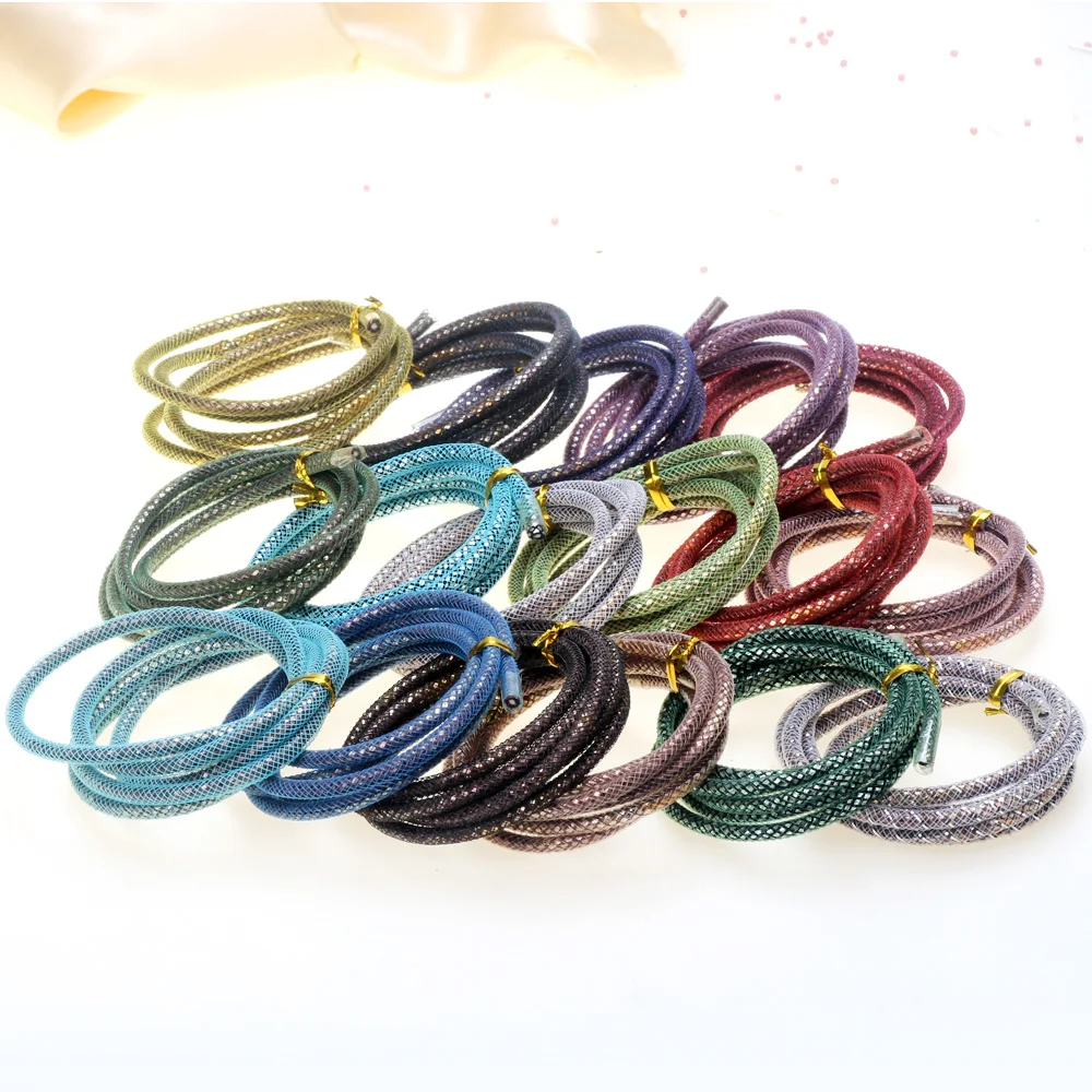 

4mm 1M/Lot Colorful Mesh Bracelet Jewelry DIY With Imitation Crystal Stones Rope Filled Necklace Choker Fitting Wholesale