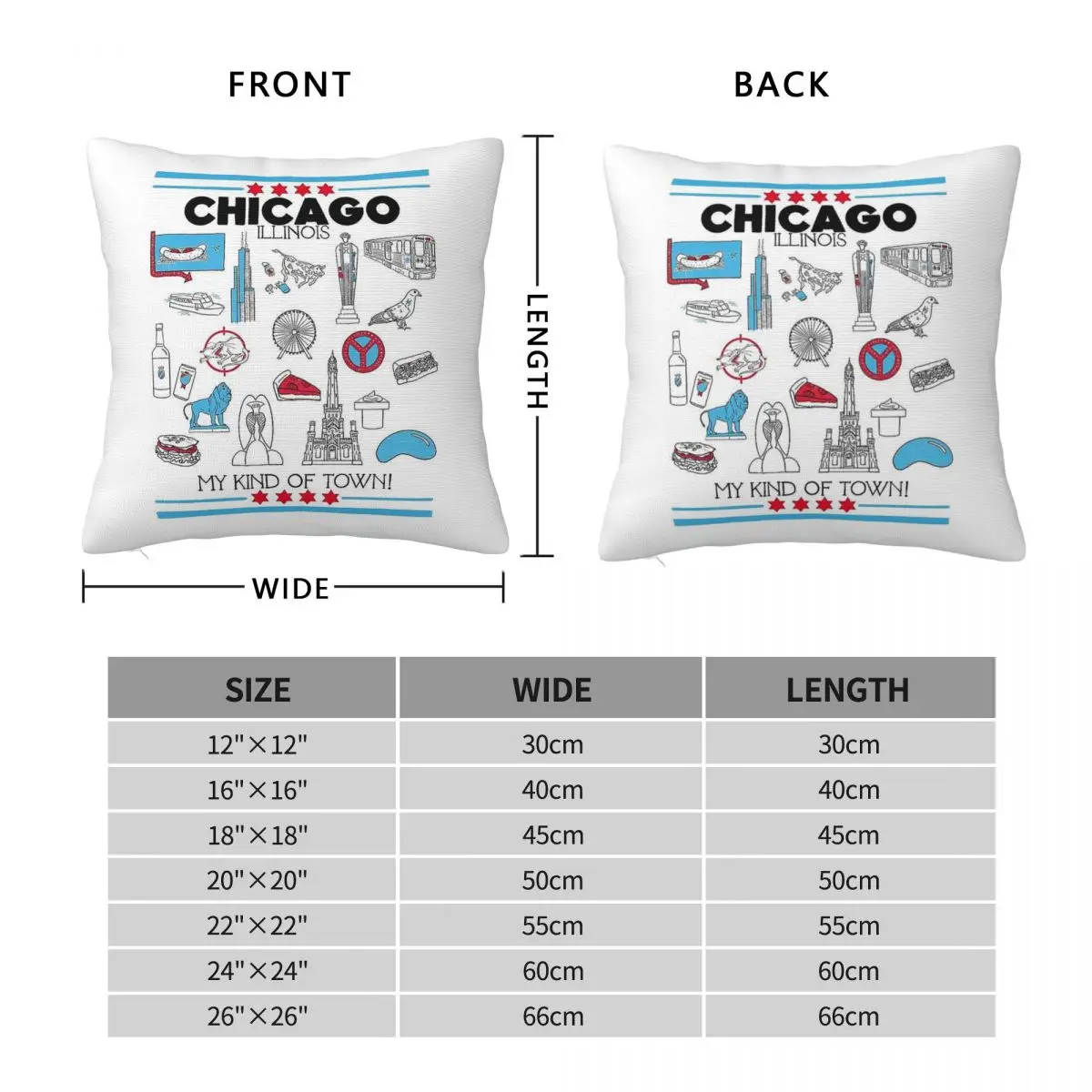 My Kind Of Town Chicago Illinois Pillowcase Polyester Linen Velvet Creative Decor Throw Pillow Case Sofa Seater Cushion Cover