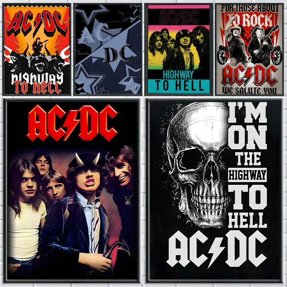 Hard Rock Band AC DC Band Hot Riff Poster impermeable HD arte pared adhesiva hogar dormitorio decoración estética regalos