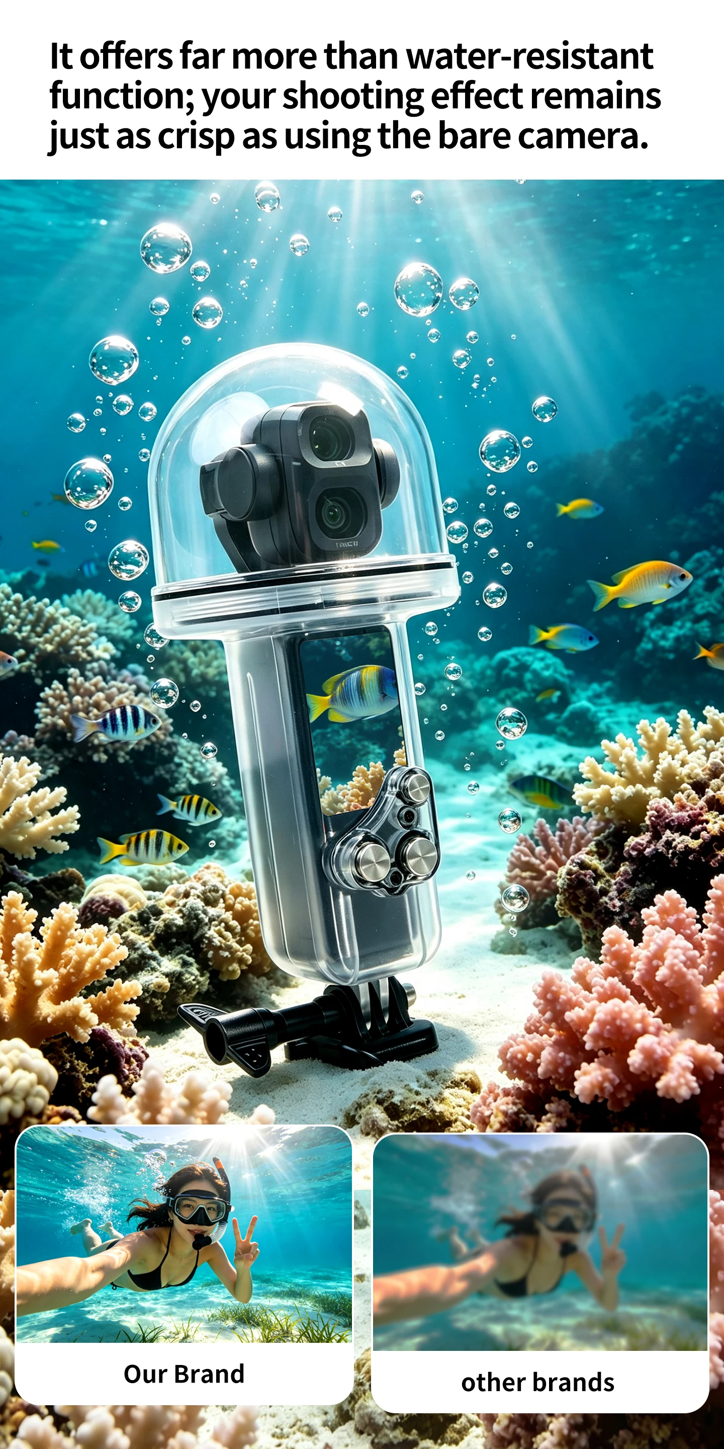 50M Wasserdichtes Gehäuse für DJI Pocket 4P Unterwasser-Tauchgehäuse Tiefsee-Tauchbox Schutzabdeckung mit 1/4 Zoll Schraubmontage – Detail 4
