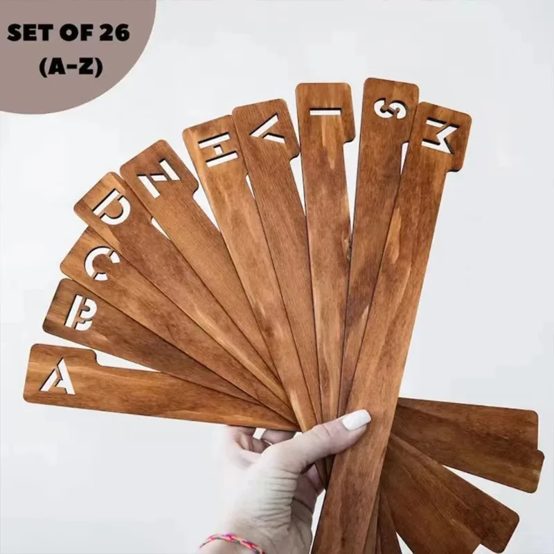 26Pcs Alphabetical Wooden Record Dividers A-Z Letter Vinyl Storage Separator Album Classification Organizer