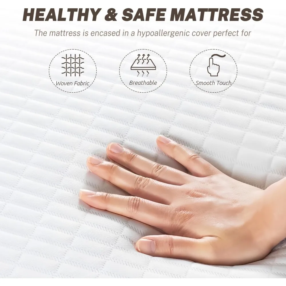 Colchão Médio Firme para Alívio de Pressão, Gel Infundido, Memory Foam, Certificado EUA, 5 6 8 10 12"