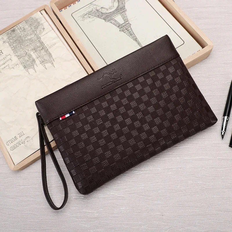 Men's Handheld Bag Business Large Capacity Retro Soft Face Leather Clip Casual Fashion Zipper Wallet