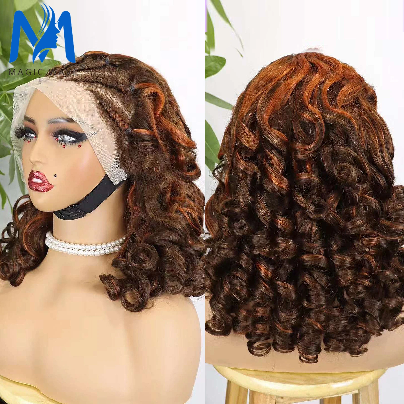 

Fumi Loose Wave Bob Human Hair Wig 13x4 Transparent Lace Frontal Bouncy Curly Wig 250% Density Brazilian Remy Hair Wig for Women